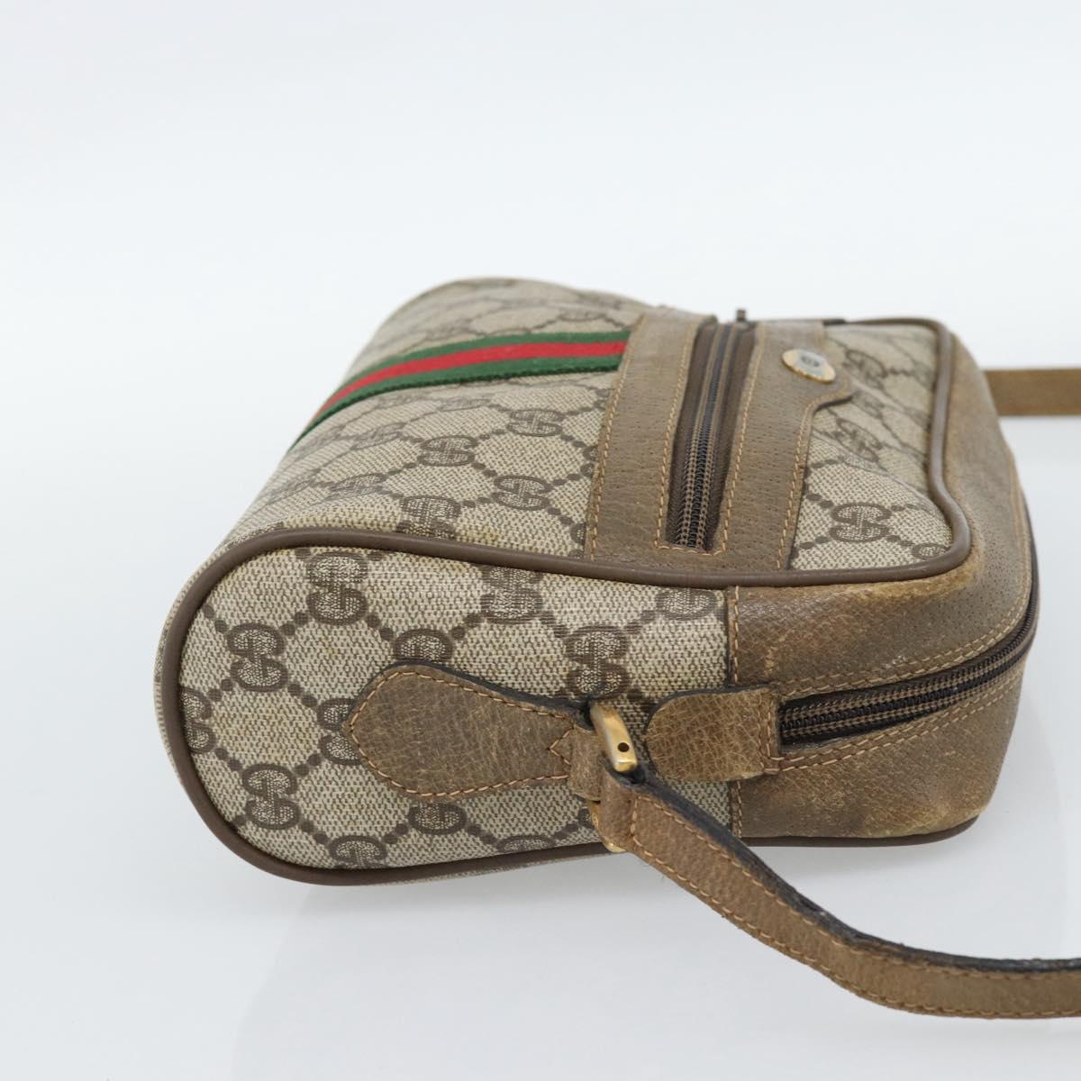 GUCCI GG Supreme Shoulder Bag PVC Beige Auth 188336