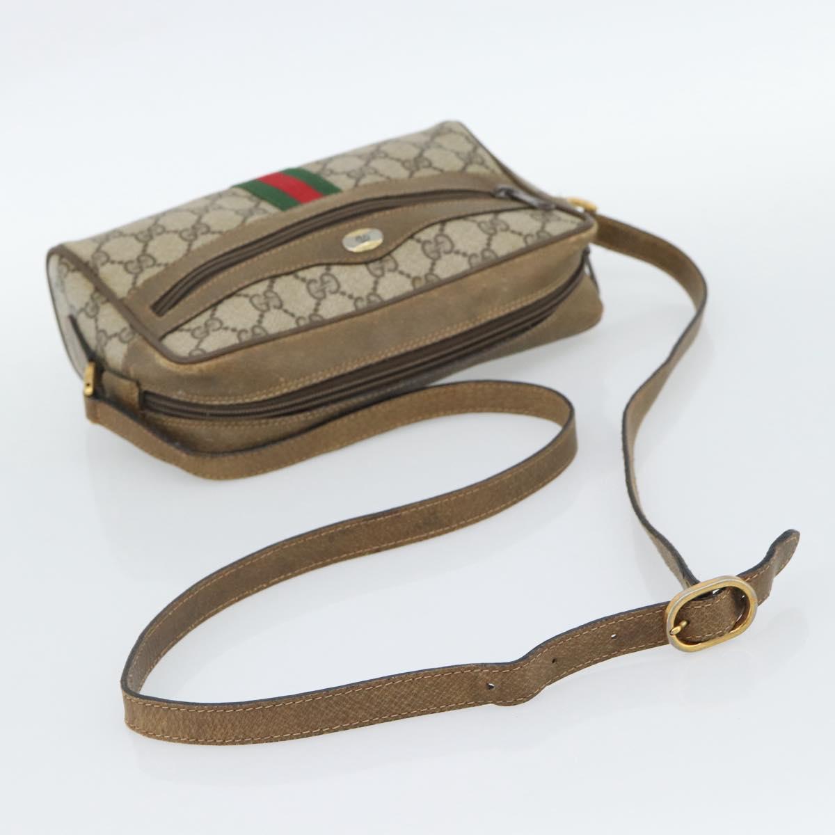 GUCCI GG Supreme Shoulder Bag PVC Beige Auth 188336