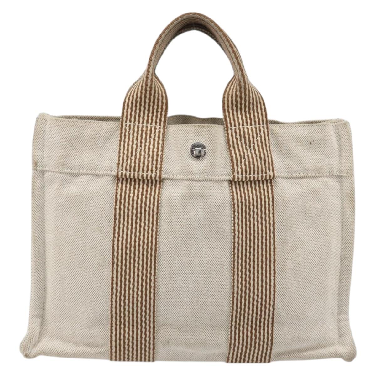 HERMES New Fourre Tout PM Hand Bag Canvas Gray Auth 188338