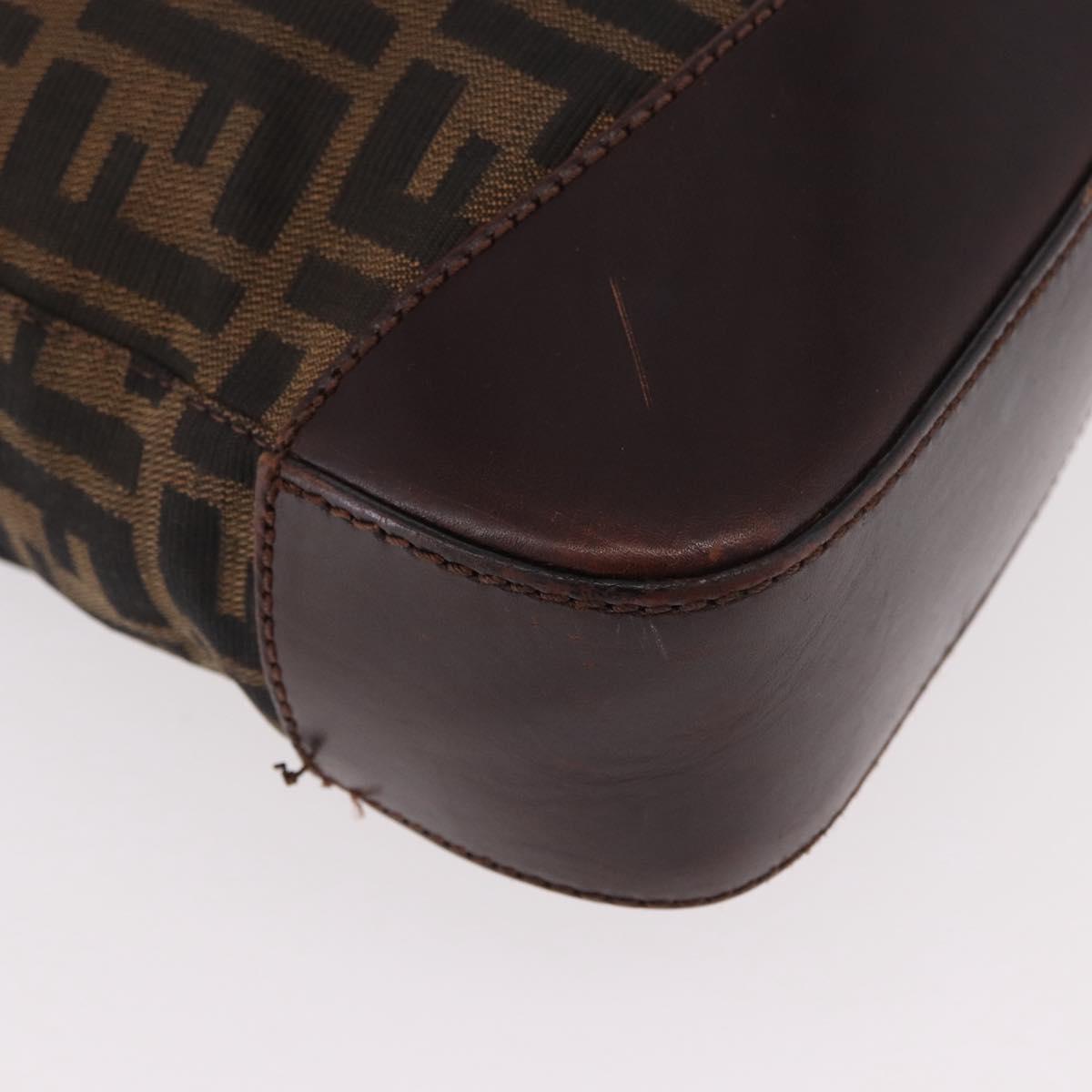 FENDI Zucca Canvas Tote Bag Black Brown Auth 188339A