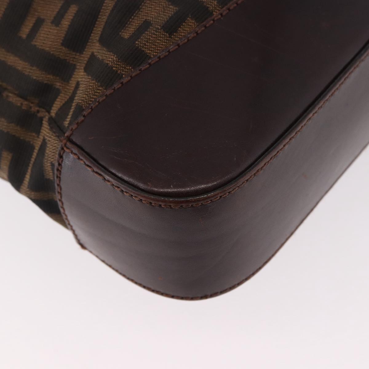 FENDI Zucca Canvas Tote Bag Black Brown Auth 188339A