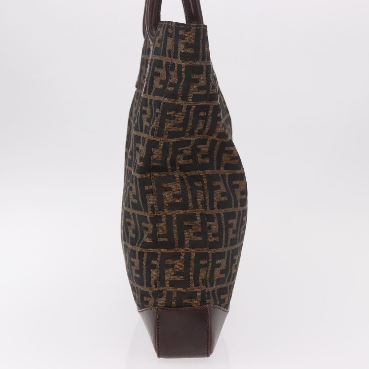 FENDI Zucca Canvas Tote Bag Black Brown Auth 188339A