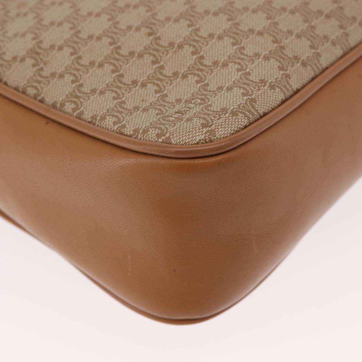 CELINE Macadam Canvas Shoulder Bag PVC Beige Gold Auth 188342A