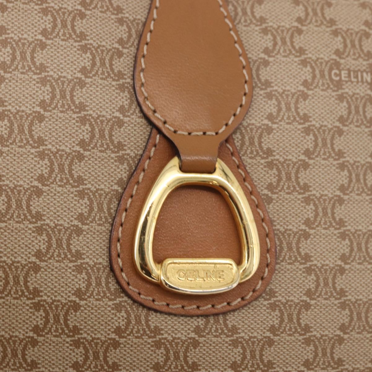 CELINE Macadam Canvas Shoulder Bag PVC Beige Gold Auth 188342A