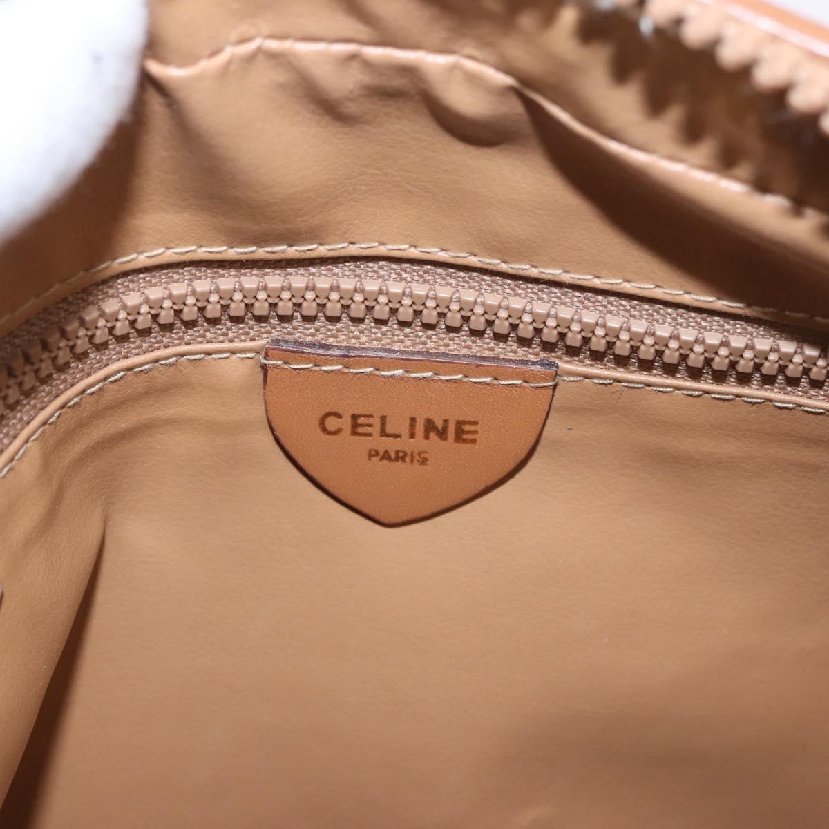 CELINE Macadam Canvas Shoulder Bag PVC Beige Gold Auth 188342A