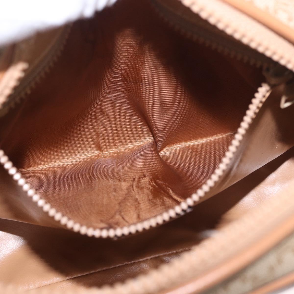 CELINE Macadam Canvas Shoulder Bag PVC Beige Gold Auth 188342A