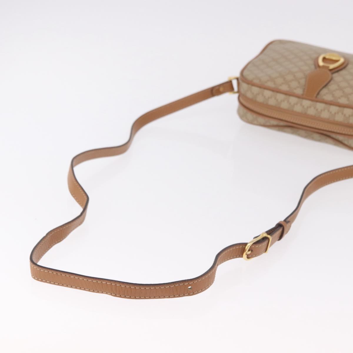 CELINE Macadam Canvas Shoulder Bag PVC Beige Gold Auth 188342A