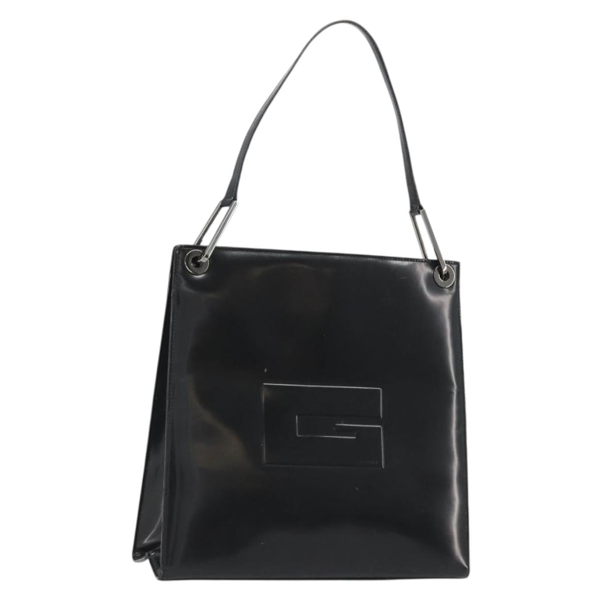 GUCCI Shoulder Bag Patent leather Black Silver 001 1013 3037 Auth 188345