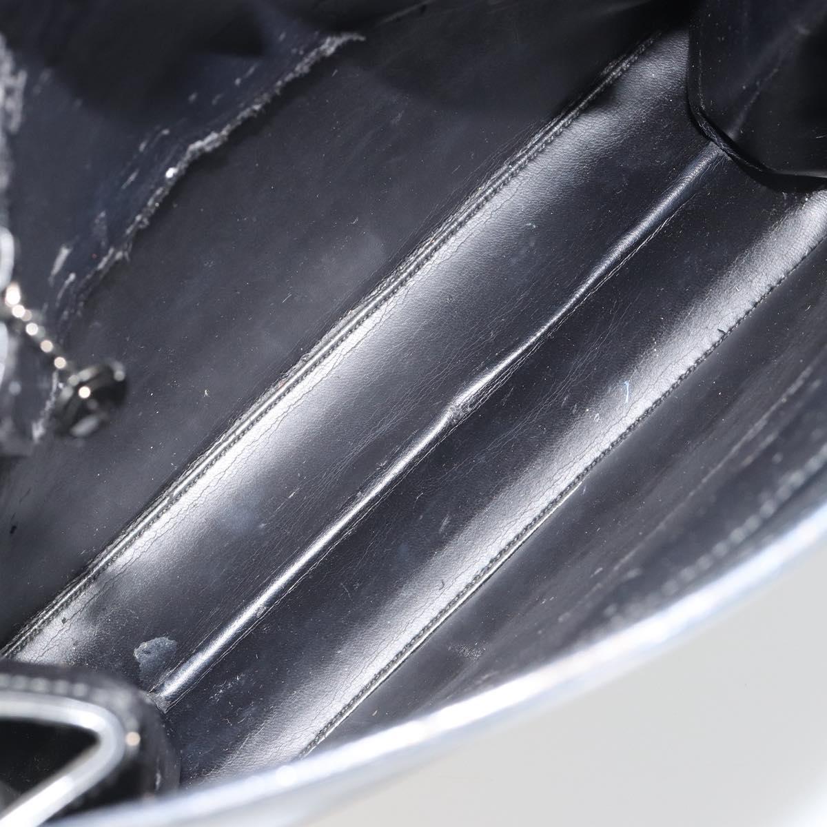 GUCCI Shoulder Bag Patent leather Black Silver 001 1013 3037 Auth 188345