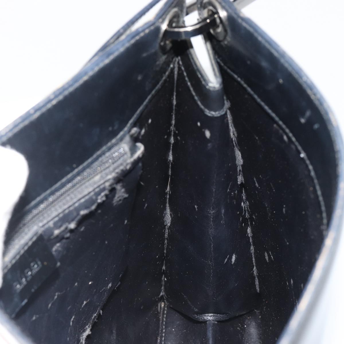 GUCCI Shoulder Bag Patent leather Black Silver 001 1013 3037 Auth 188345