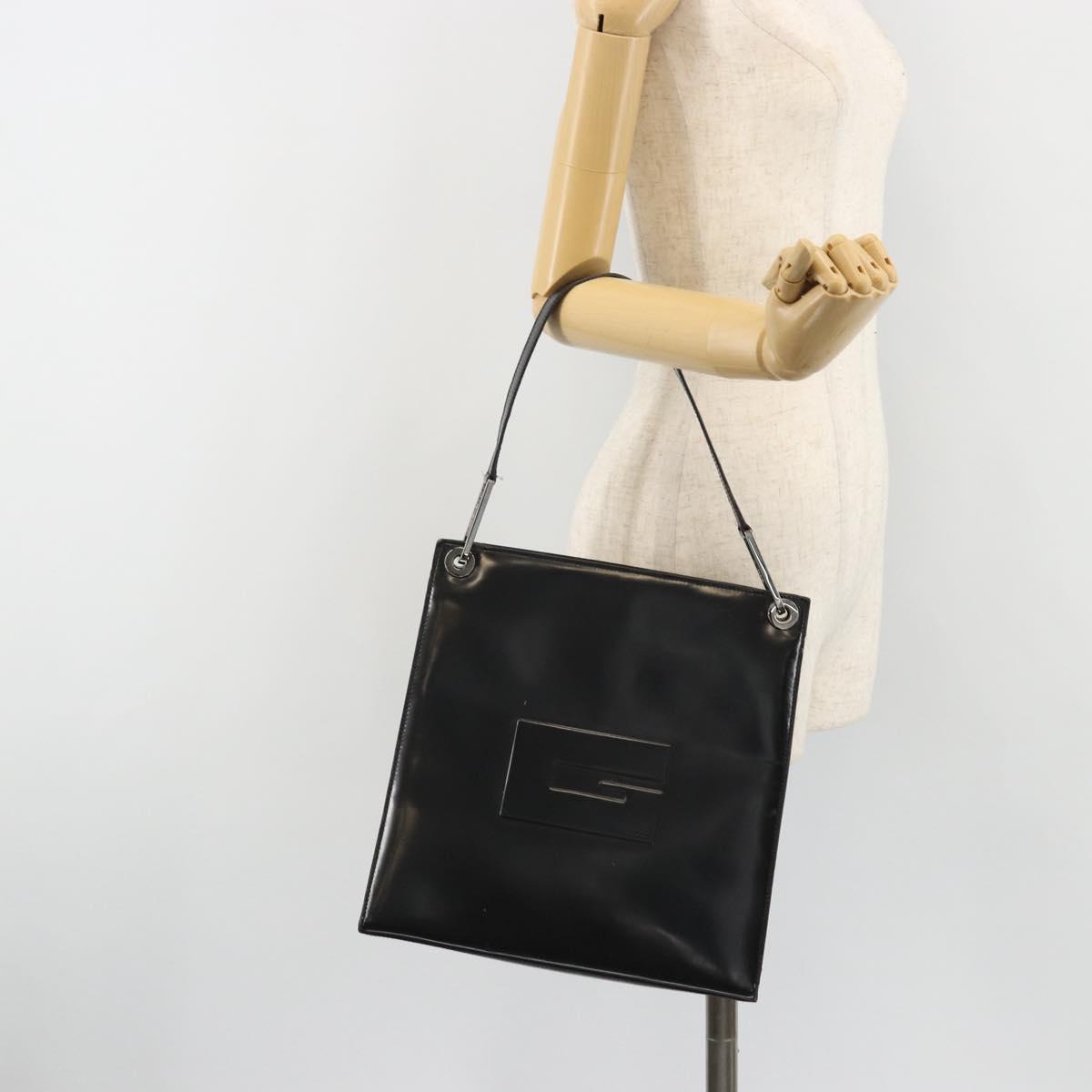 GUCCI Shoulder Bag Patent leather Black Silver 001 1013 3037 Auth 188345