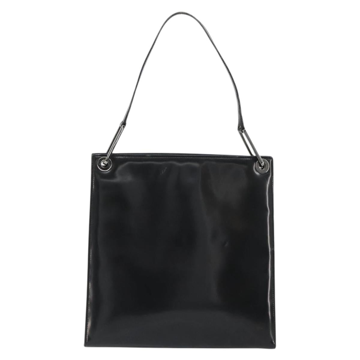 GUCCI Shoulder Bag Patent leather Black Silver 001 1013 3037 Auth 188345