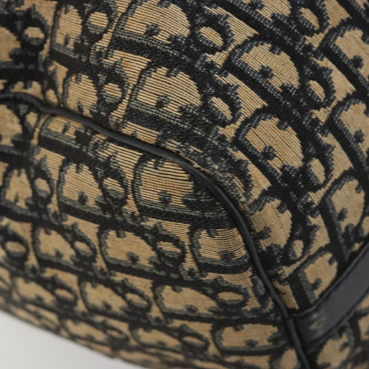 Christian Dior Trotter Canvas Boston Bag Navy Silver Auth 188347