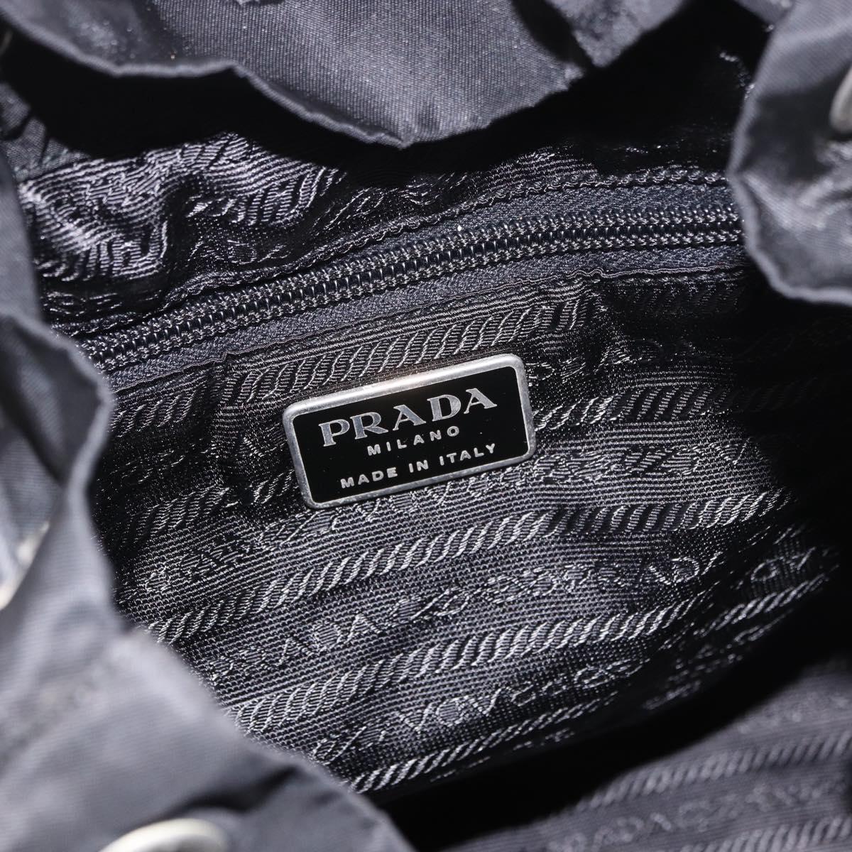 PRADA Backpack Nylon Black Silver Auth 188348