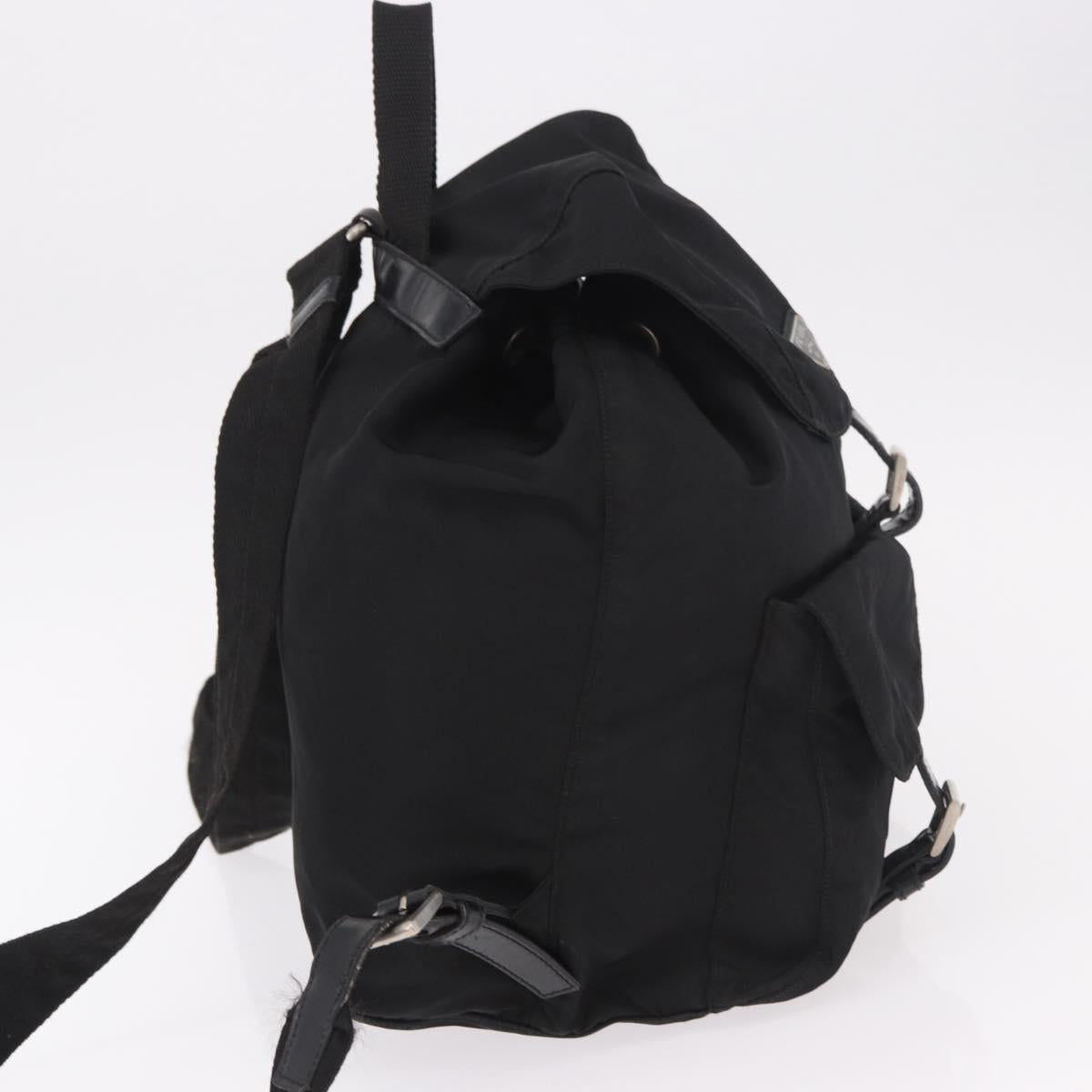 PRADA Backpack Nylon Black Silver Auth 188348
