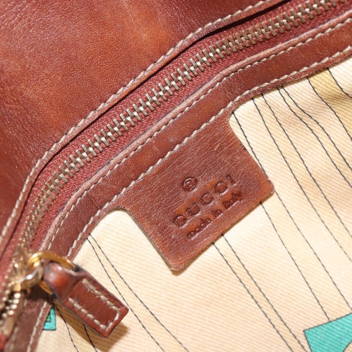 GUCCI Horsebit GG Canvas Shoulder Bag Beige Gold 159301 Auth 188349
