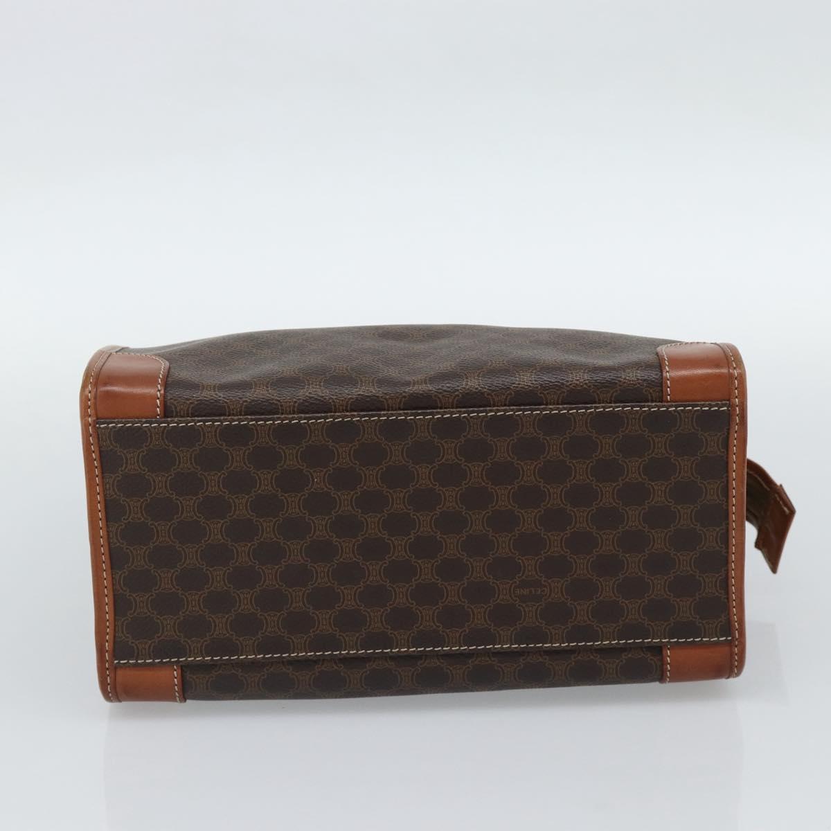 CELINE Macadam Canvas Hand Bag PVC Leather Brown Gold Auth 188353A