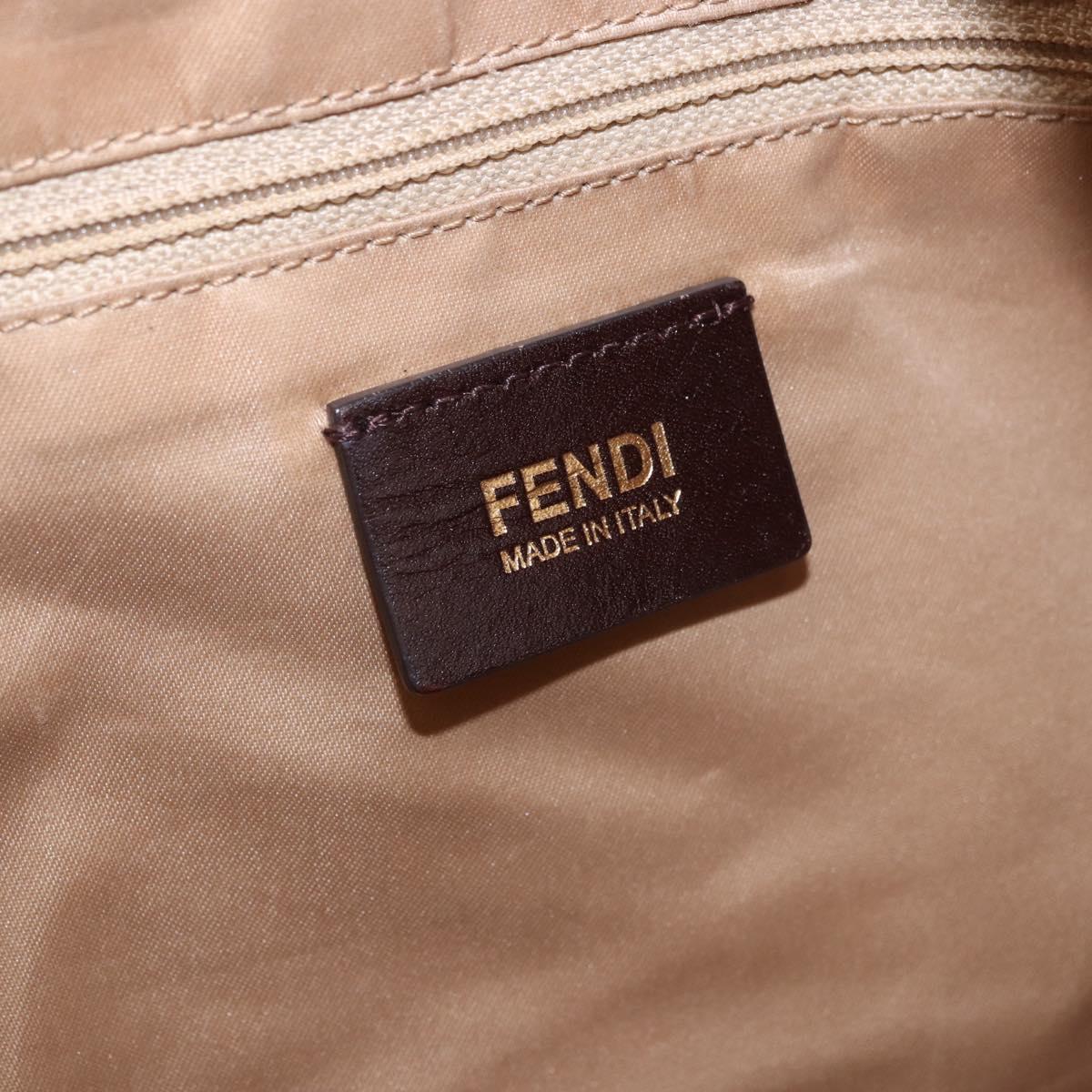 FENDI Big Mamma Baguette Shoulder Bag Leather Beige Gold Auth 188354V