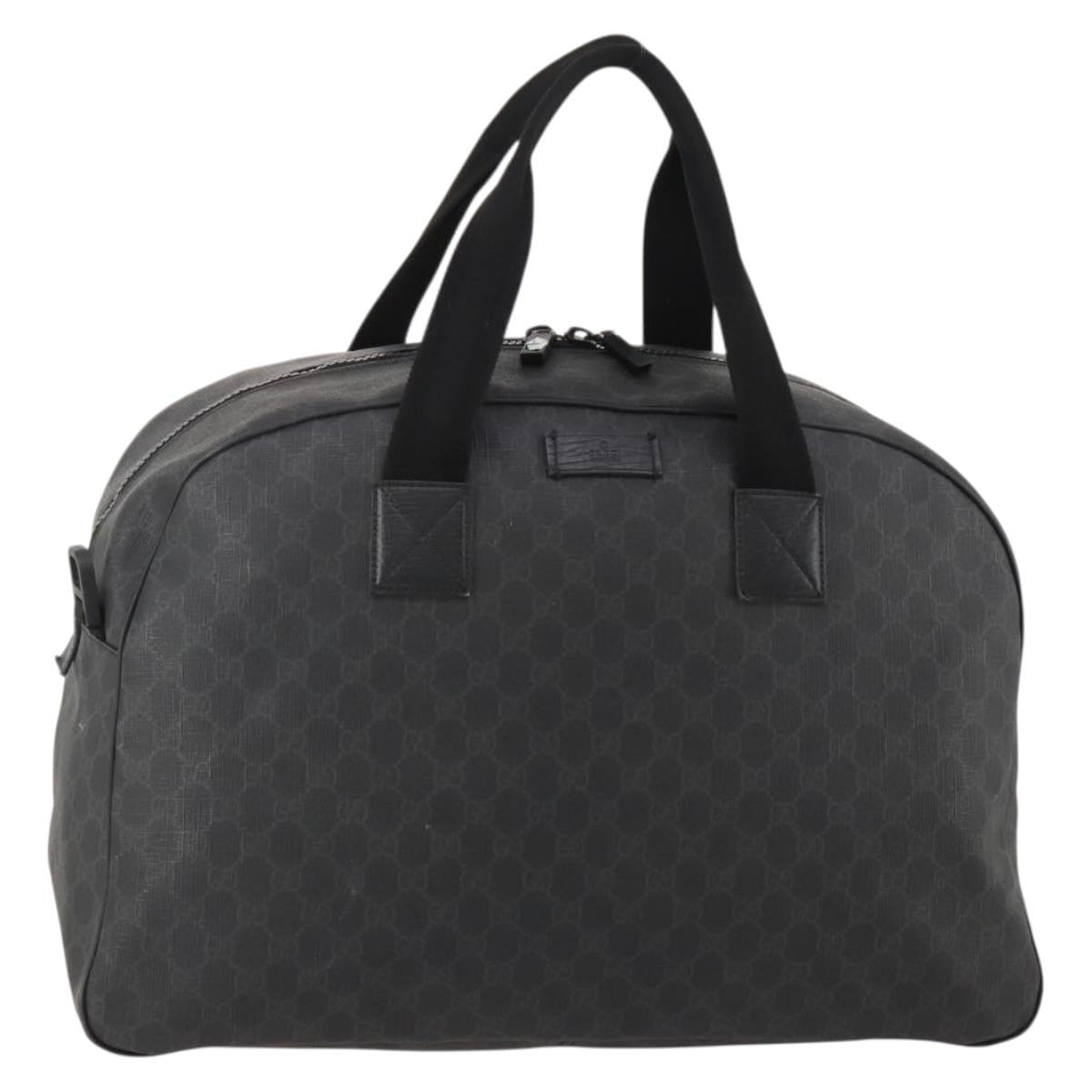 GUCCI GG Supreme Boston Bag PVC Black Silver Auth 188355A