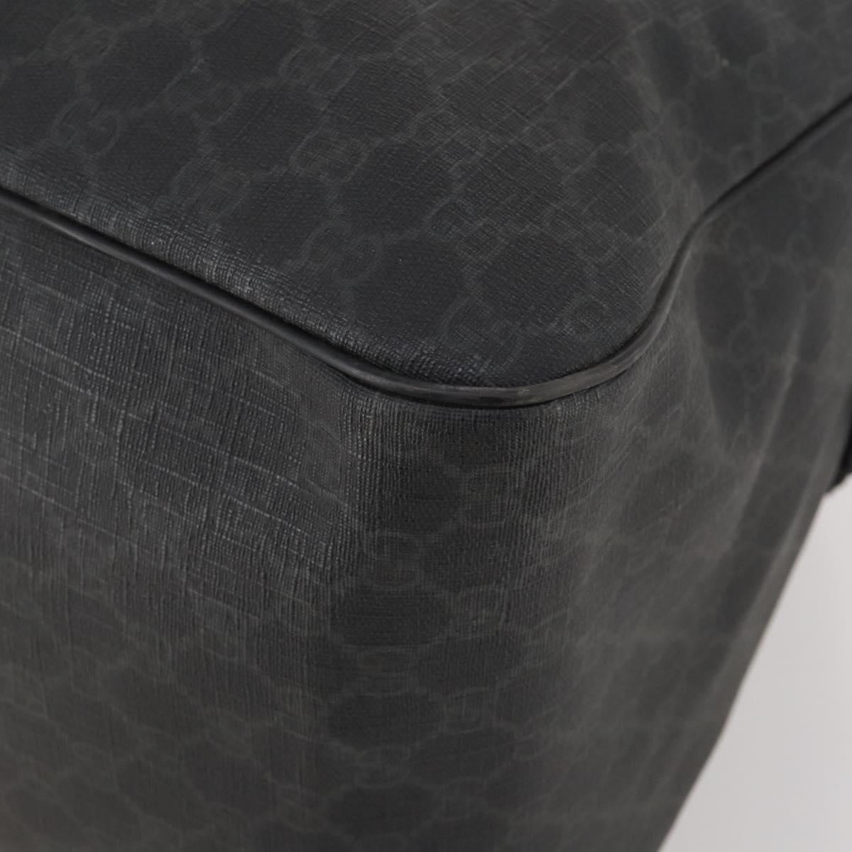GUCCI GG Supreme Boston Bag PVC Black Silver Auth 188355A