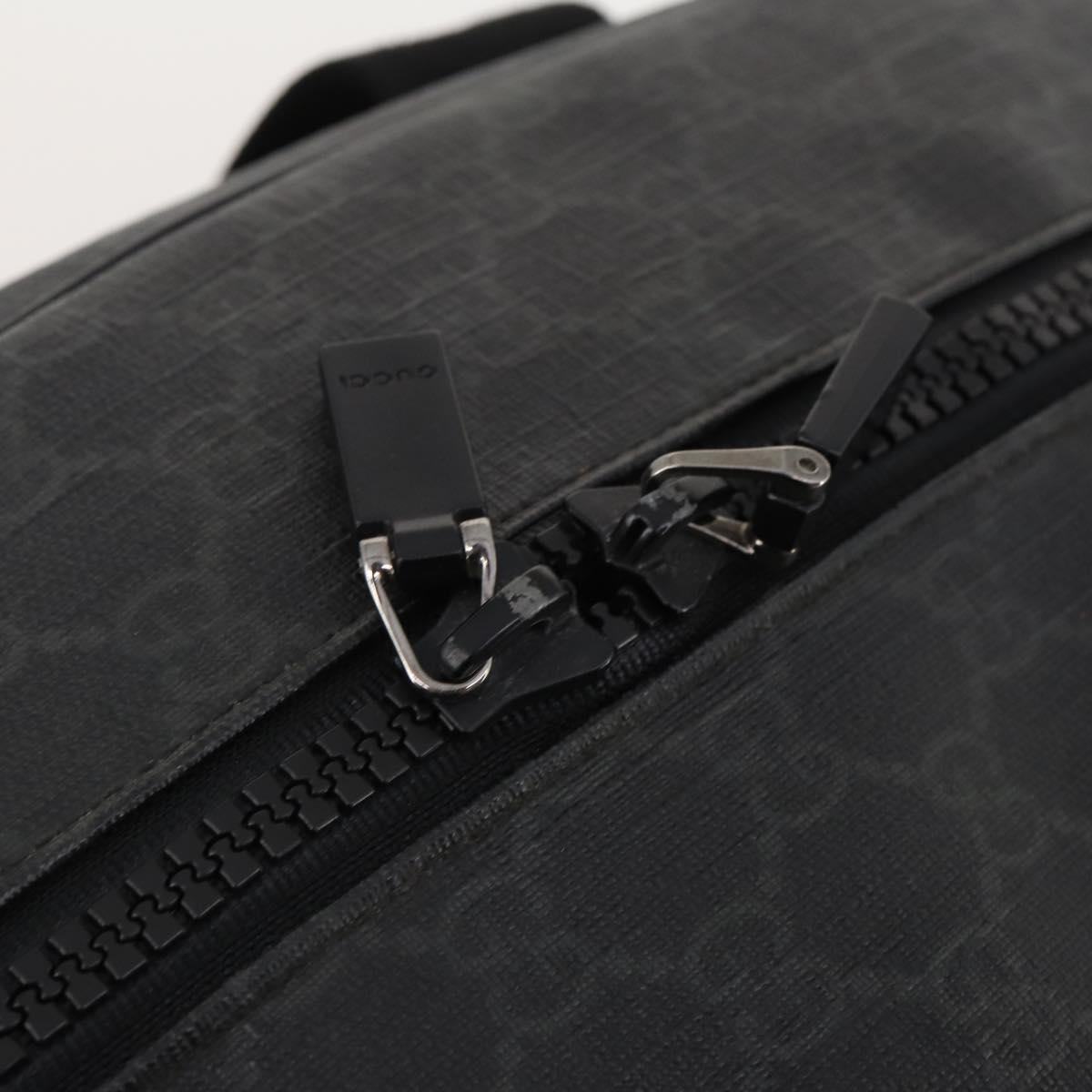 GUCCI GG Supreme Boston Bag PVC Black Silver Auth 188355A