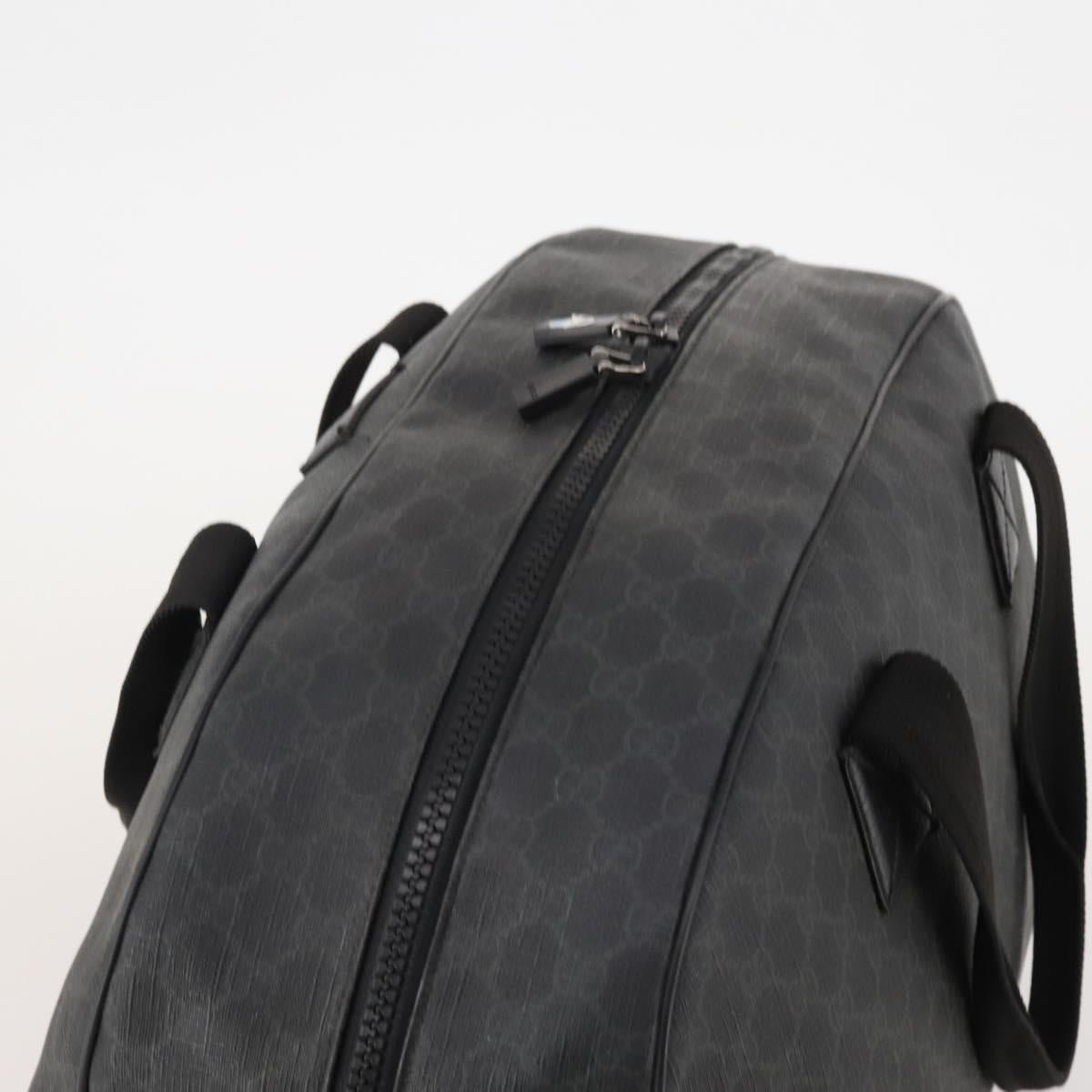 GUCCI GG Supreme Boston Bag PVC Black Silver Auth 188355A