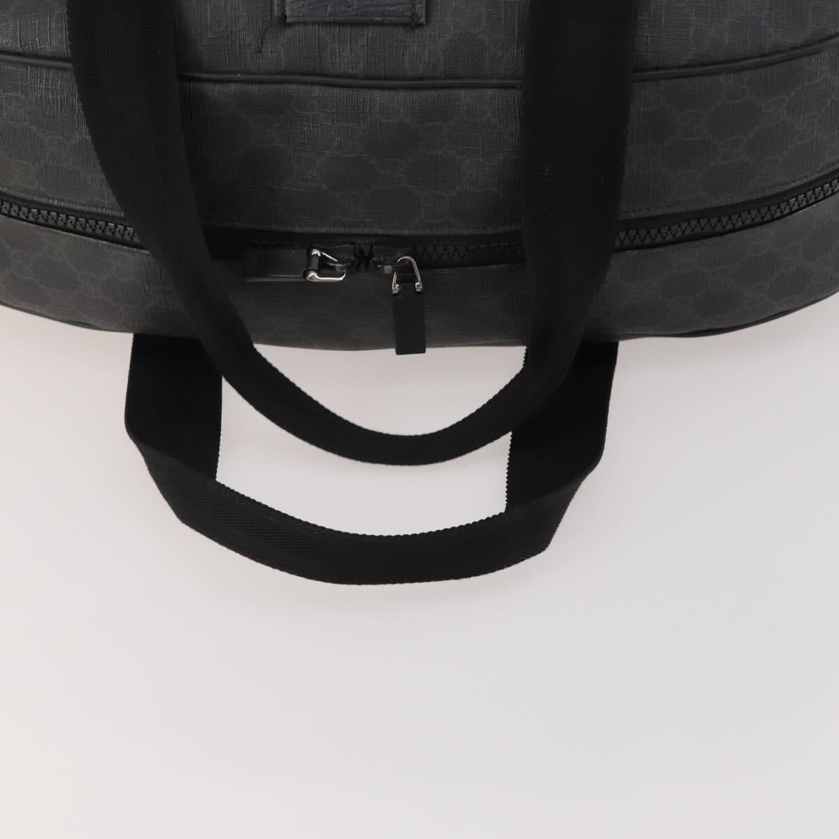 GUCCI GG Supreme Boston Bag PVC Black Silver Auth 188355A