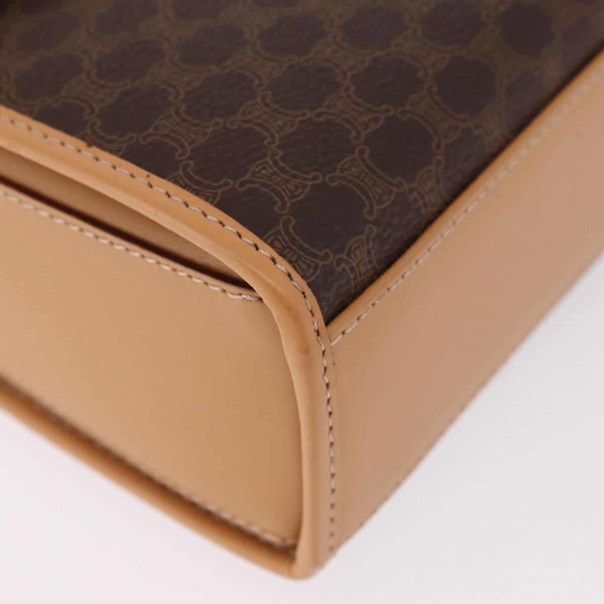 CELINE Macadam Canvas Hand Bag PVC Leather 2way Brown Gold Auth 188357V