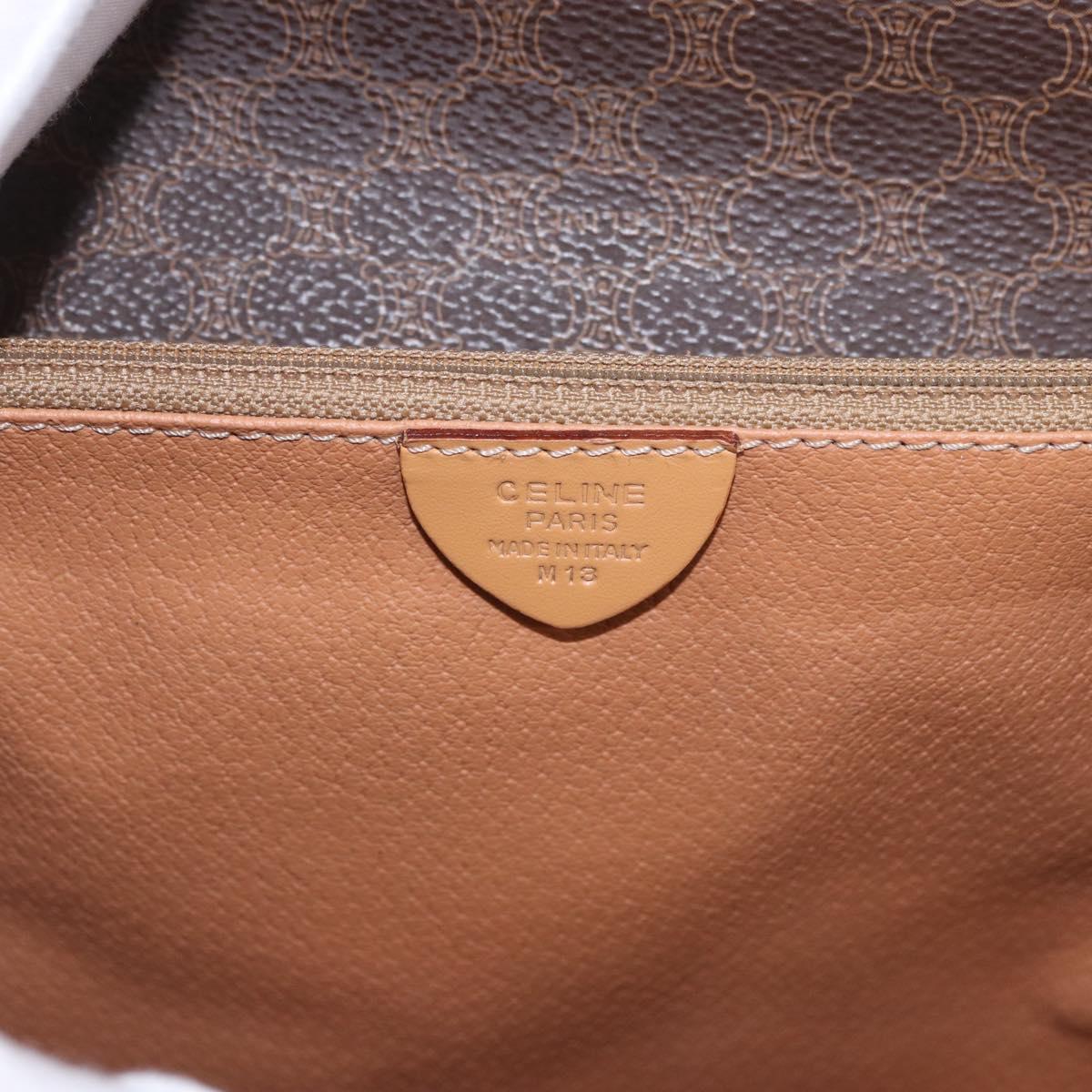 CELINE Macadam Canvas Hand Bag PVC Leather 2way Brown Gold Auth 188357V