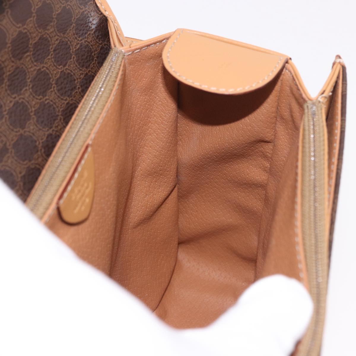 CELINE Macadam Canvas Hand Bag PVC Leather 2way Brown Gold Auth 188357V