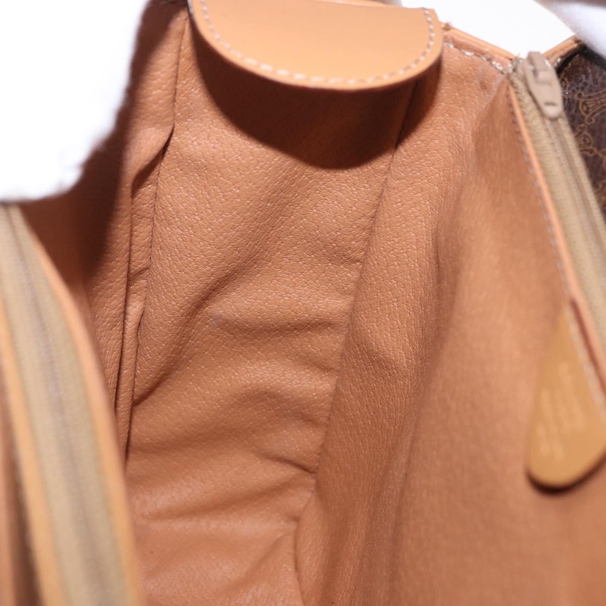 CELINE Macadam Canvas Hand Bag PVC Leather 2way Brown Gold Auth 188357V