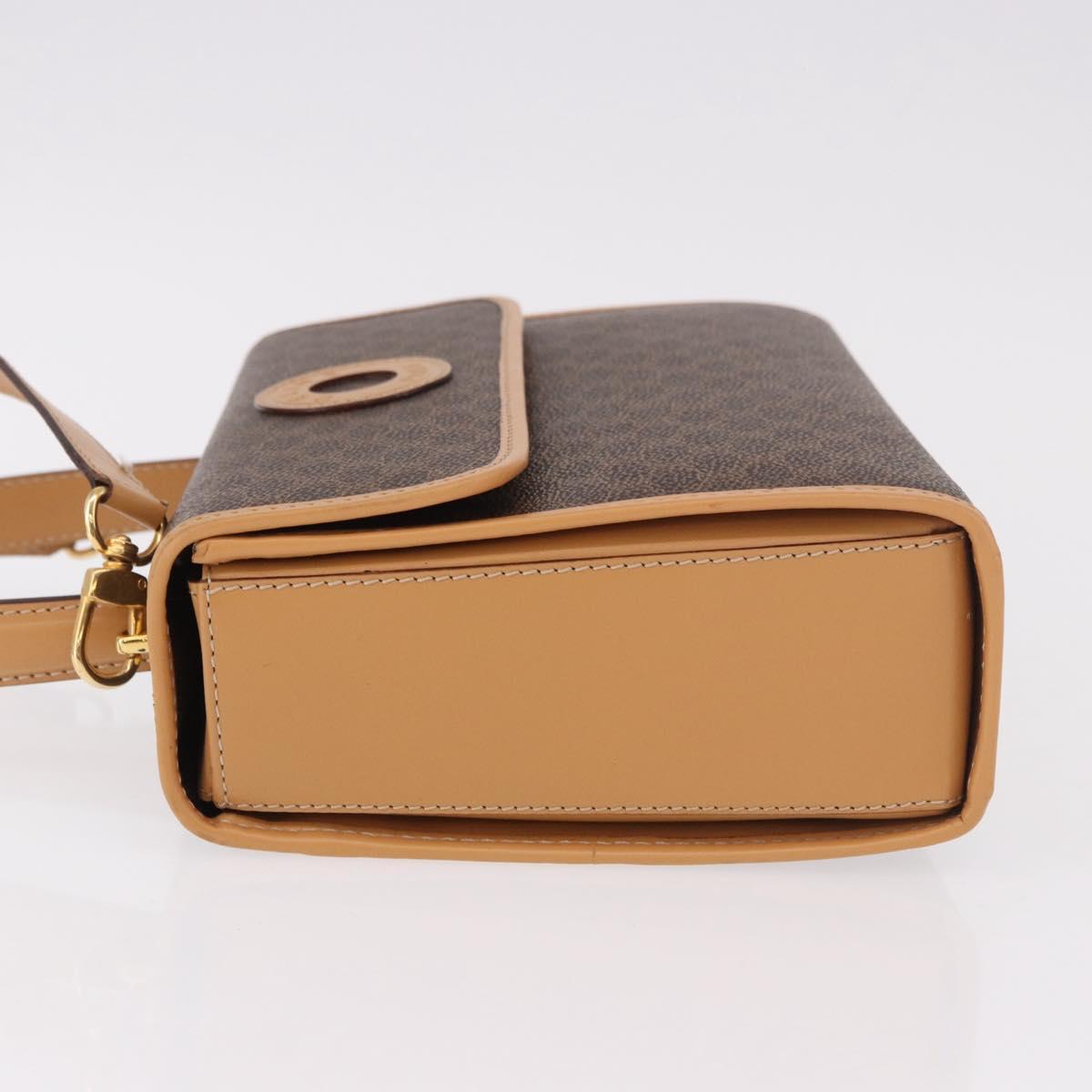 CELINE Macadam Canvas Hand Bag PVC Leather 2way Brown Gold Auth 188357V