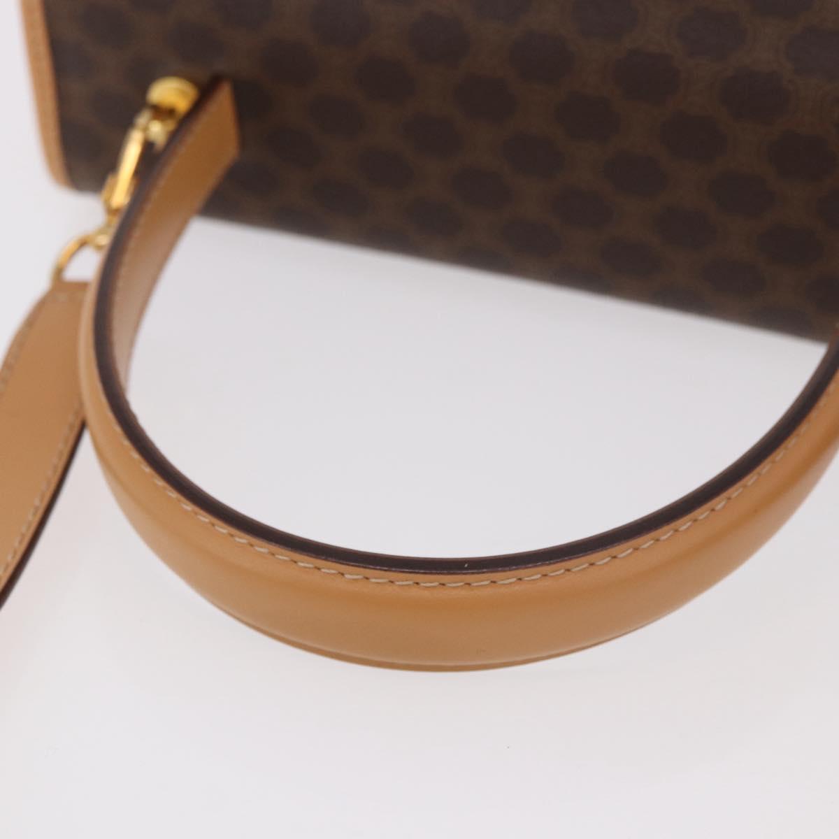 CELINE Macadam Canvas Hand Bag PVC Leather 2way Brown Gold Auth 188357V
