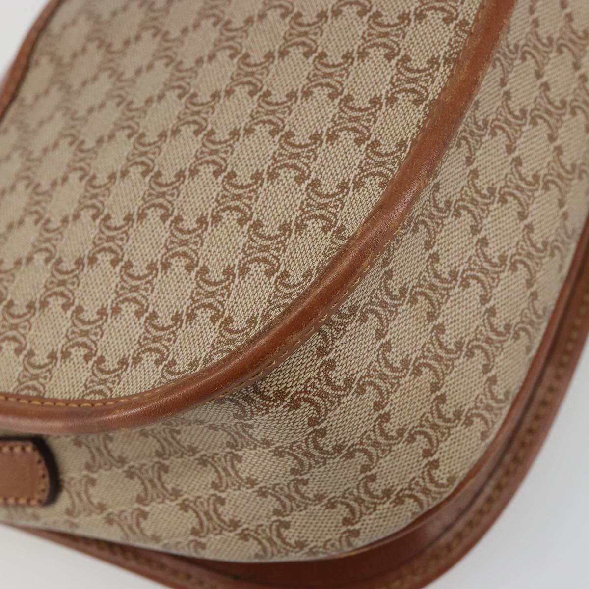 CELINE Macadam Canvas Shoulder Bag PVC Beige Gold Auth 188358A