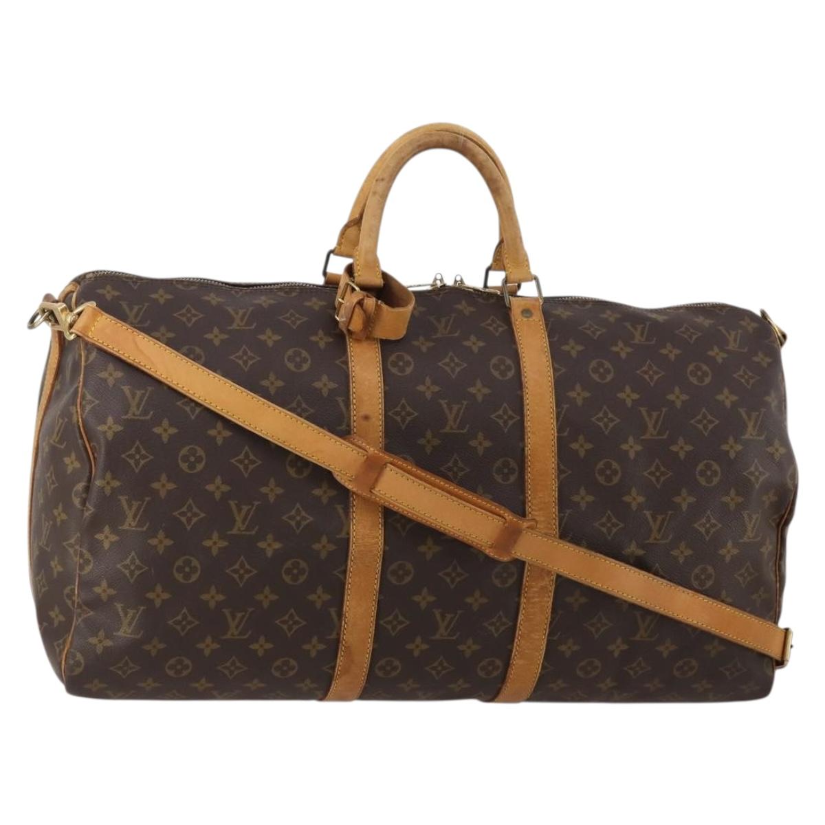 LOUIS VUITTON Monogram Keepall Bandouliere 55 Boston Bag M41414 LV Auth 188360