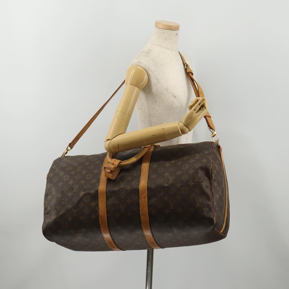LOUIS VUITTON Monogram Keepall Bandouliere 55 Boston Bag M41414 LV Auth 188360