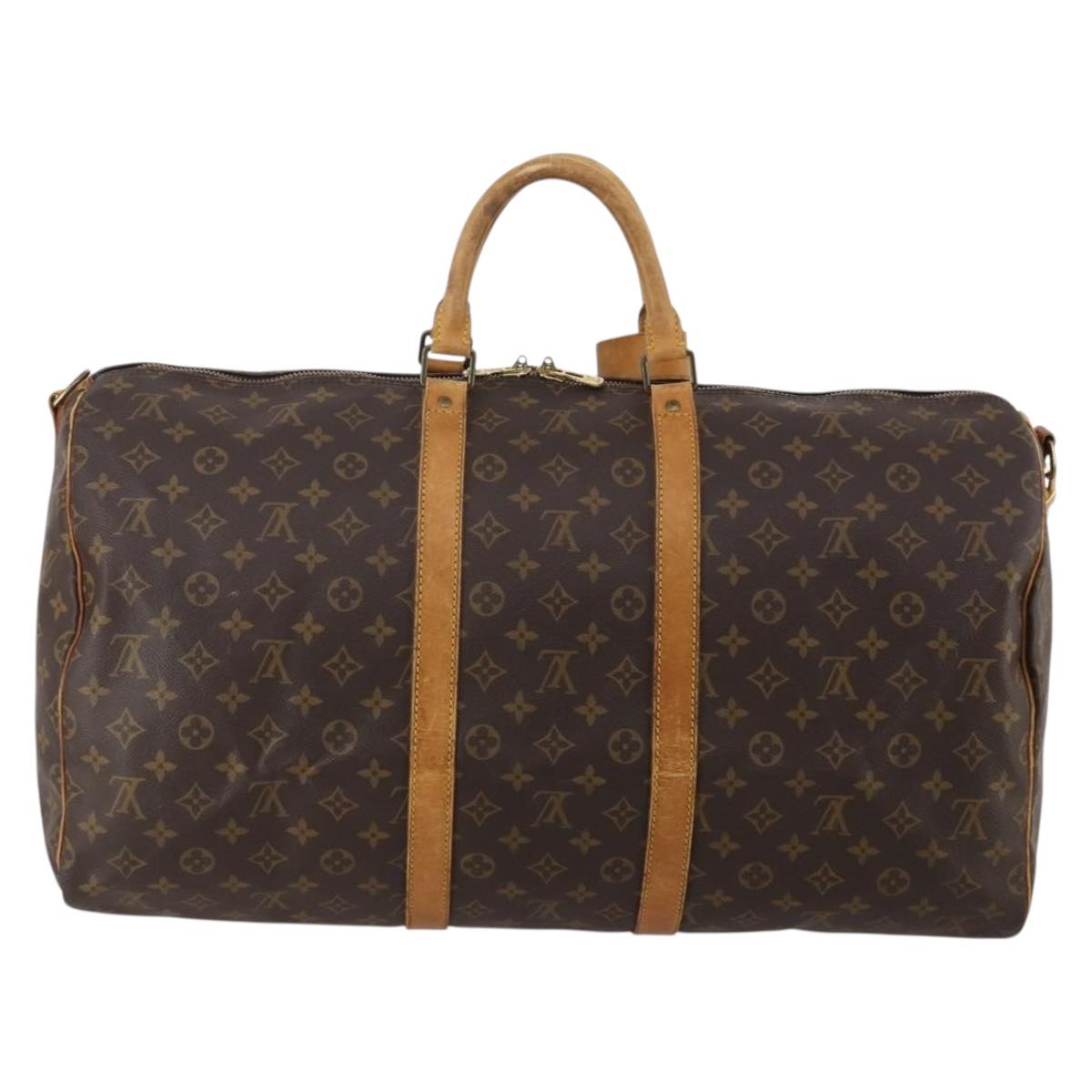 LOUIS VUITTON Monogram Keepall Bandouliere 55 Boston Bag M41414 LV Auth 188360