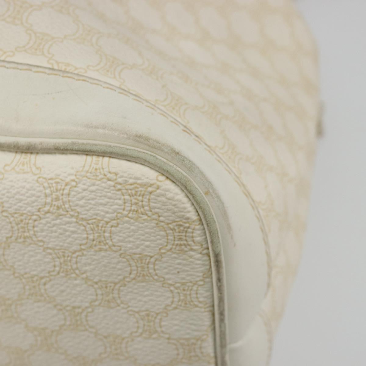 CELINE Macadam Canvas Shoulder Bag PVC Leather White Gold Auth 188363