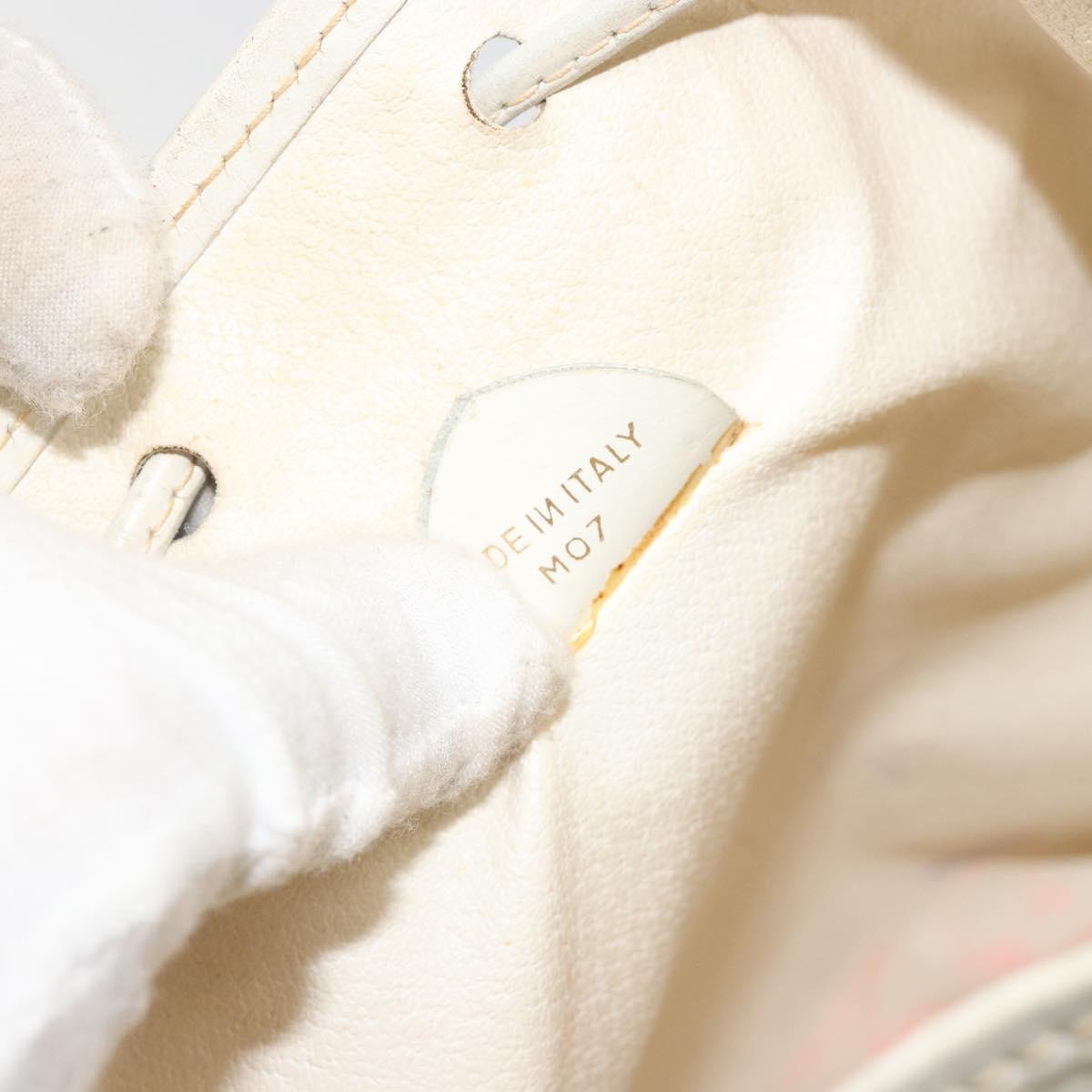 CELINE Macadam Canvas Shoulder Bag PVC Leather White Gold Auth 188363