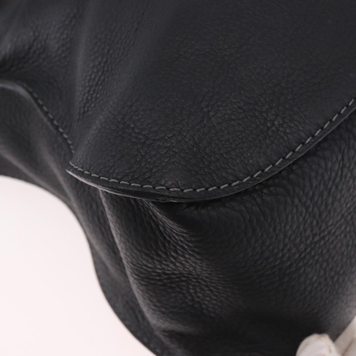 Chloe Marcie Hand Bag Leather Black Gold Auth 188366A