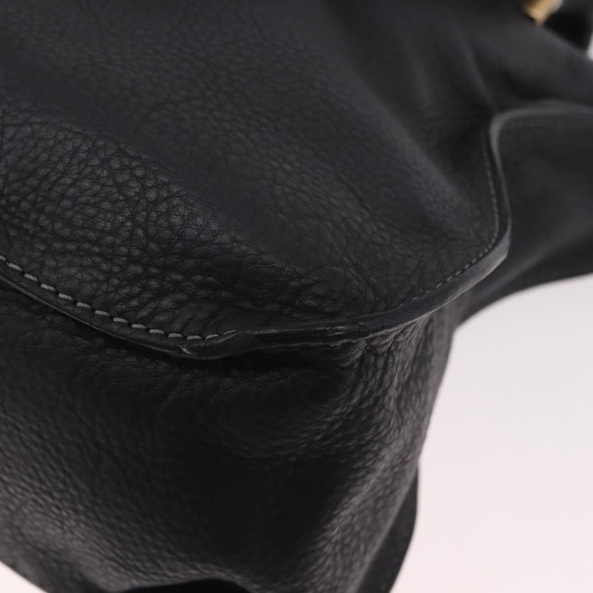 Chloe Marcie Hand Bag Leather Black Gold Auth 188366A