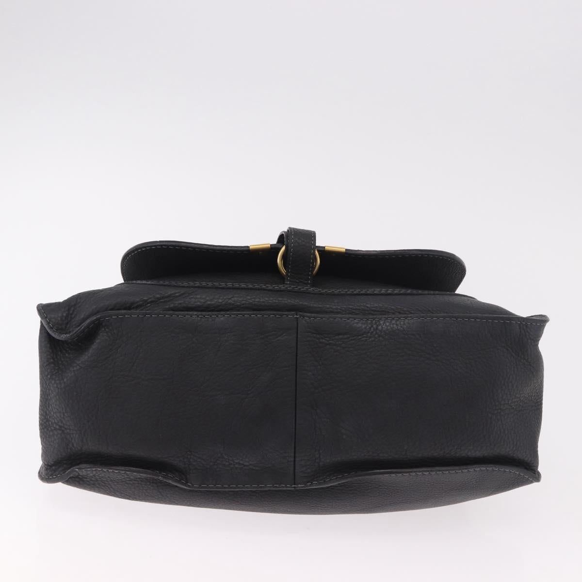 Chloe Marcie Hand Bag Leather Black Gold Auth 188366A