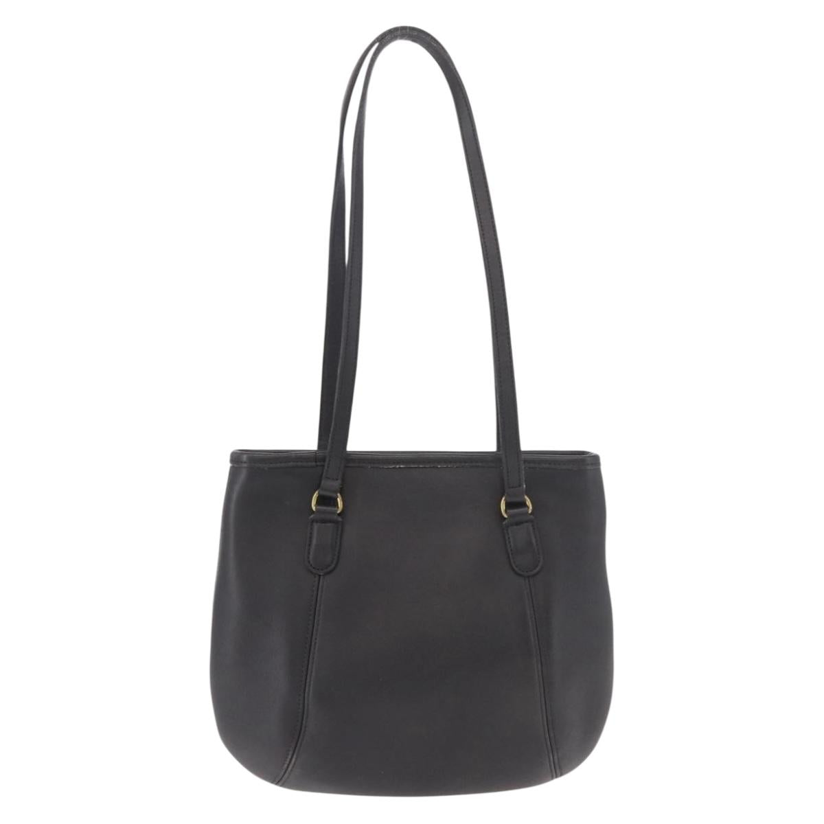 Coach Tote Bag Leather Black Gold Auth 188367