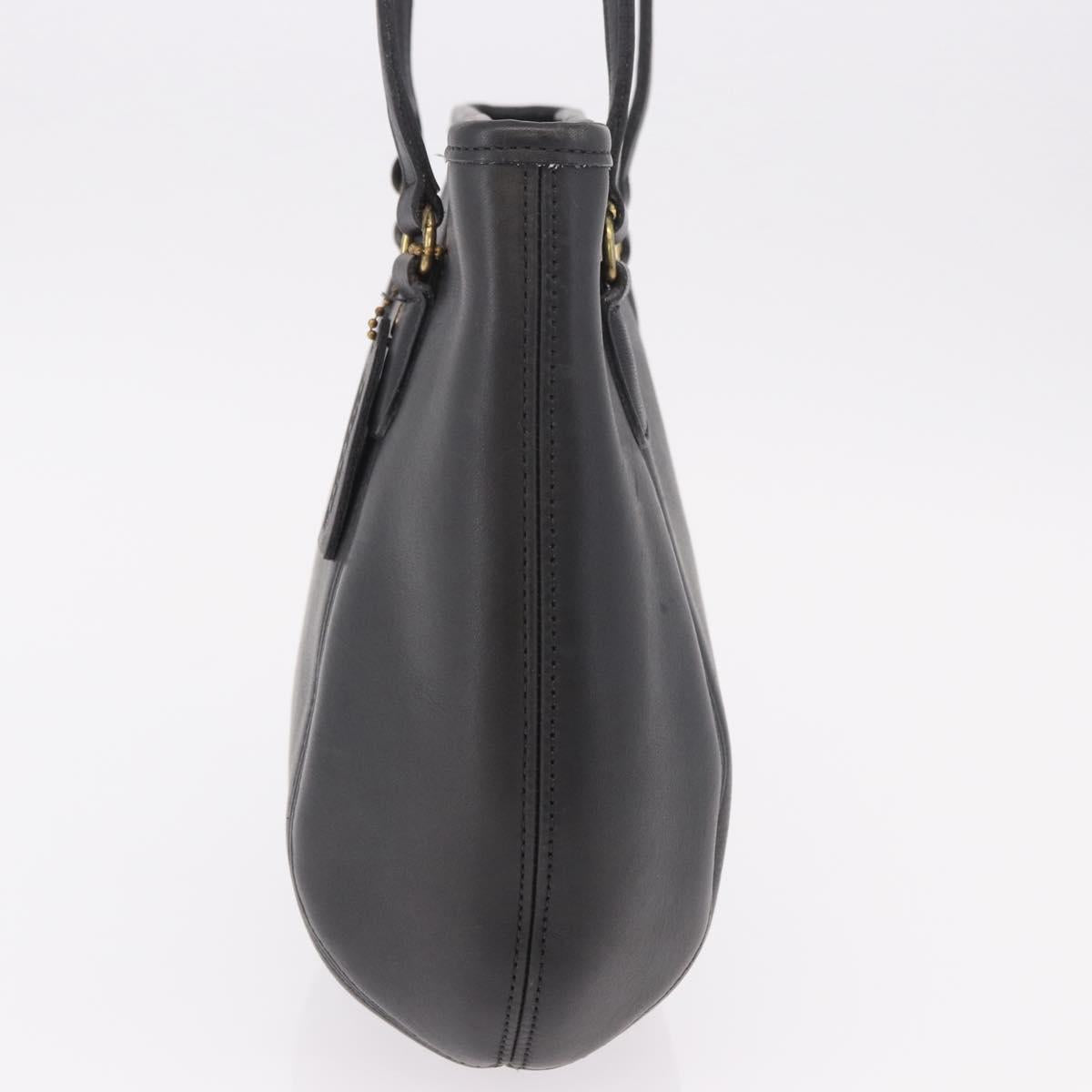 Coach Tote Bag Leather Black Gold Auth 188367
