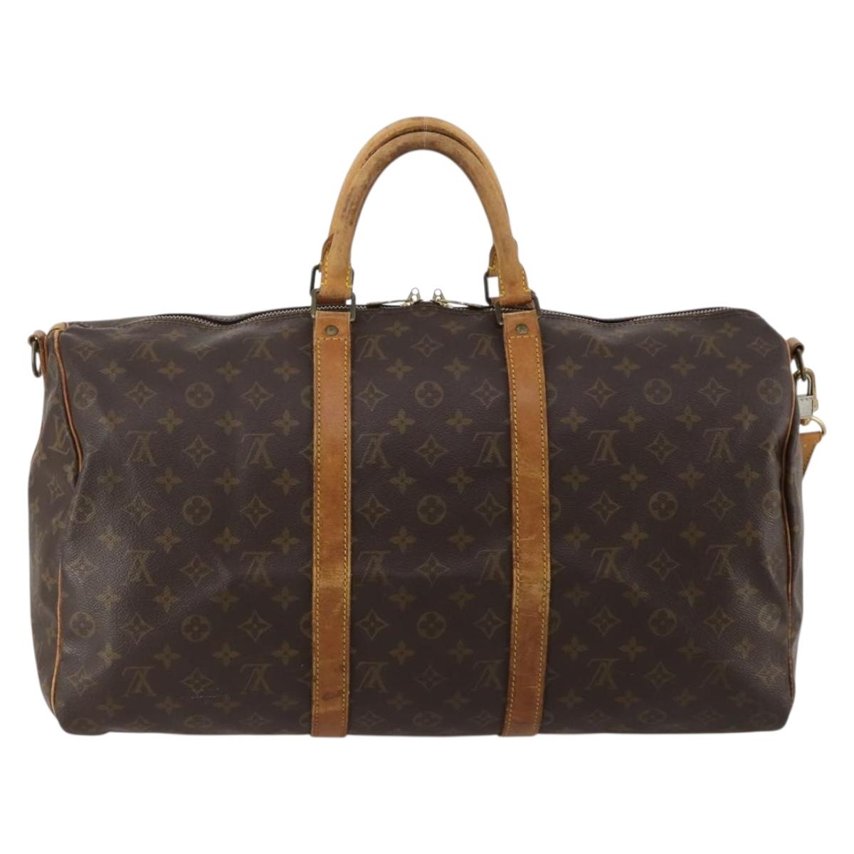 LOUIS VUITTON Monogram Keepall Bandouliere 50 Boston Bag M41416 LV Auth 188369