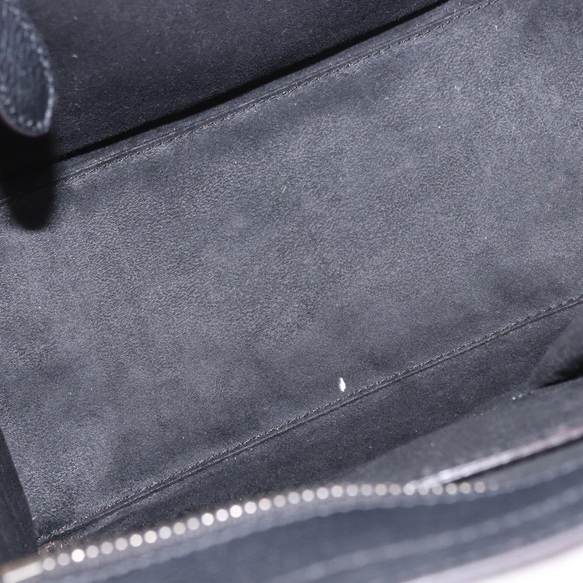 CELINE Luggage Micro Shopper Hand Bag Leather Black Silver Auth 188371SAM