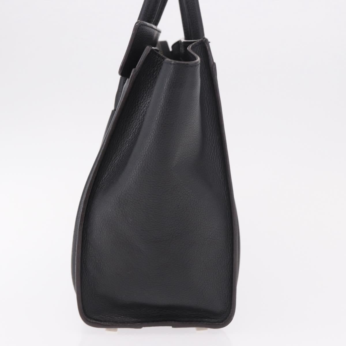 CELINE Luggage Micro Shopper Hand Bag Leather Black Silver Auth 188371SAM