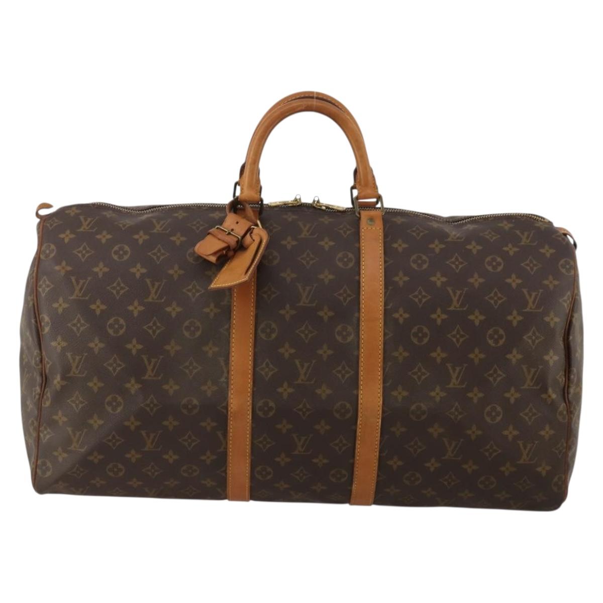 LOUIS VUITTON Monogram Keepall 55 Boston Bag M41424 LV Auth 188372A