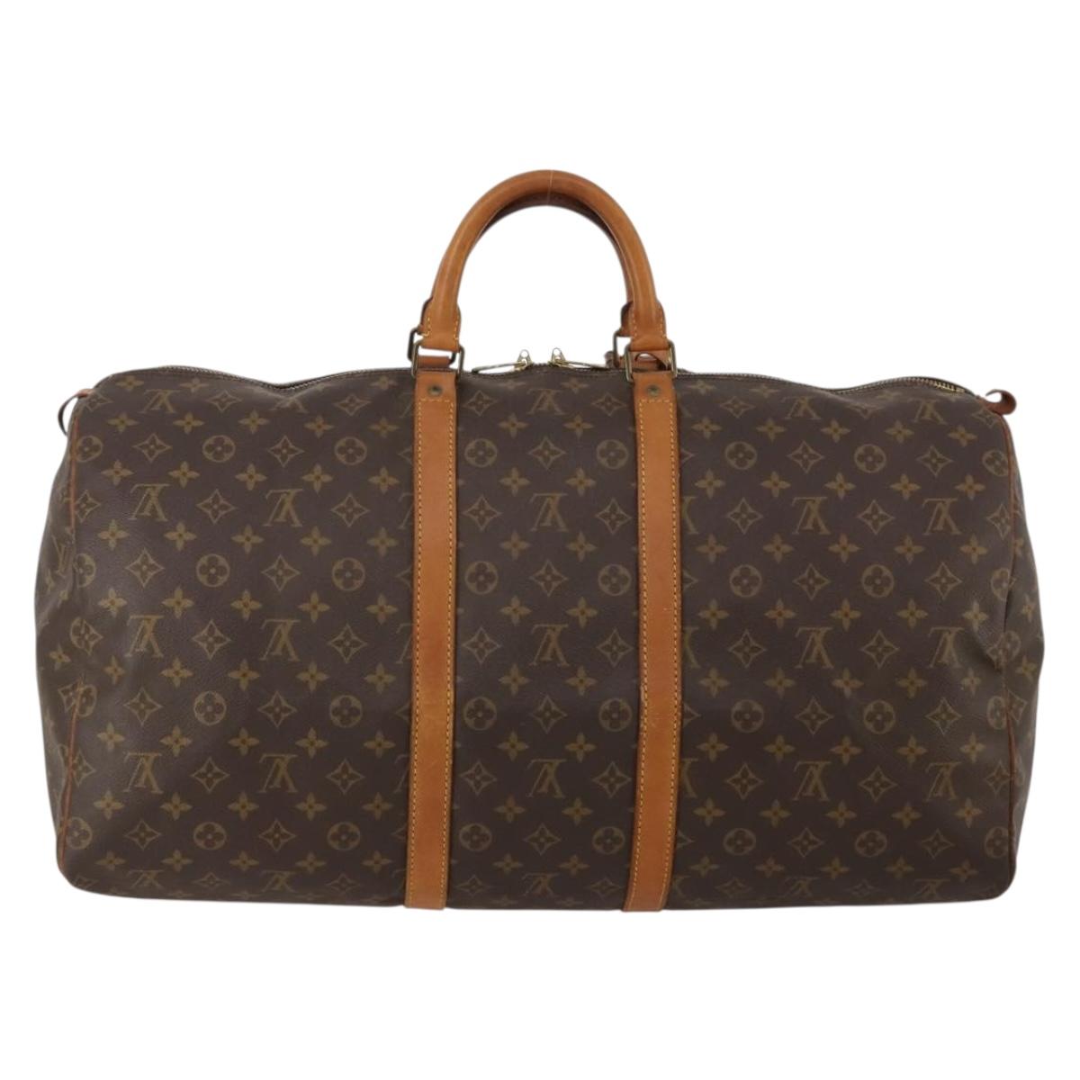 LOUIS VUITTON Monogram Keepall 55 Boston Bag M41424 LV Auth 188372A