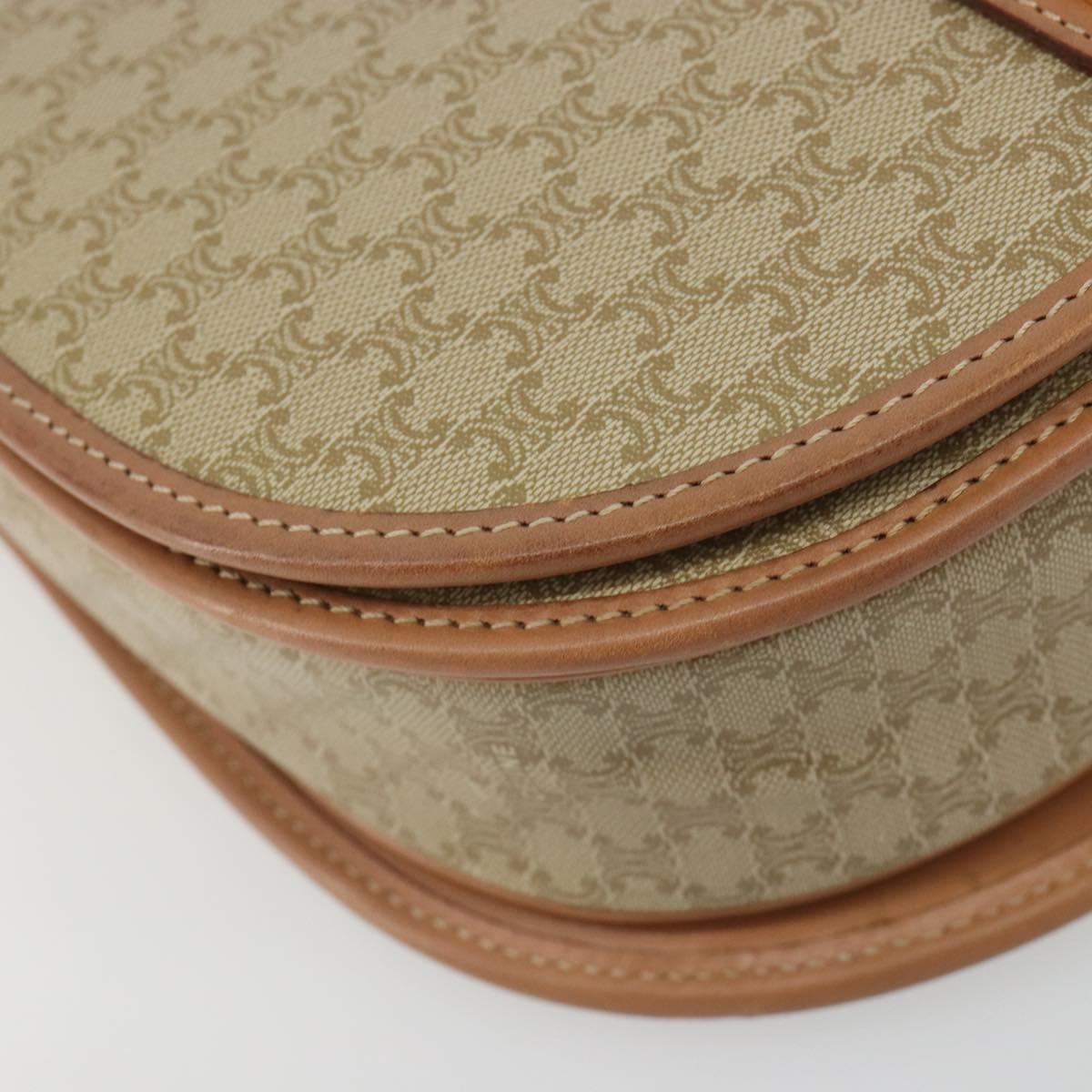 CELINE Macadam Canvas Shoulder Bag PVC Beige Gold Auth 188375A